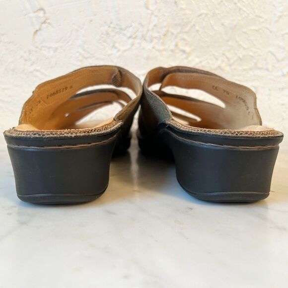 Finn Comfort Women’s 7.5 Brown Textured Leather Slide 3-Strap Sandals Orthopedic - Picture 5 of 8